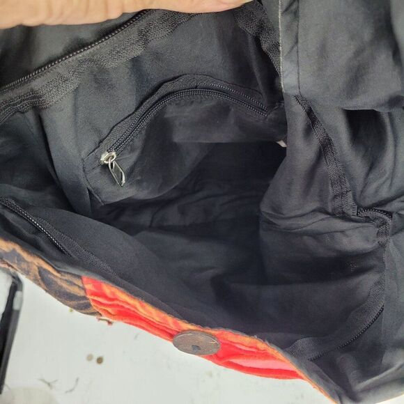 Handmade Black Patchwork Hobo Hippie Patchwork Crossbody Sling Bag Peace - Picture 4 of 10